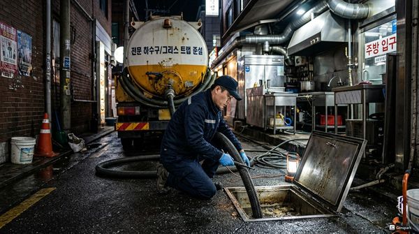 안성 그리스트랩청소 고압세척 작업 - 제우스시설관리