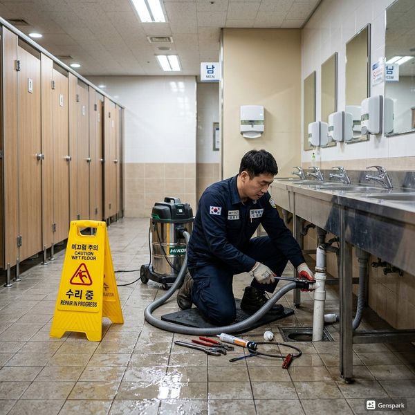 부평구 싱크대막힘 고압세척 작업 - 제우스시설관리