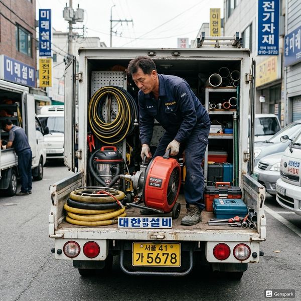 파주 배관역류 고압세척 작업 - 제우스시설관리