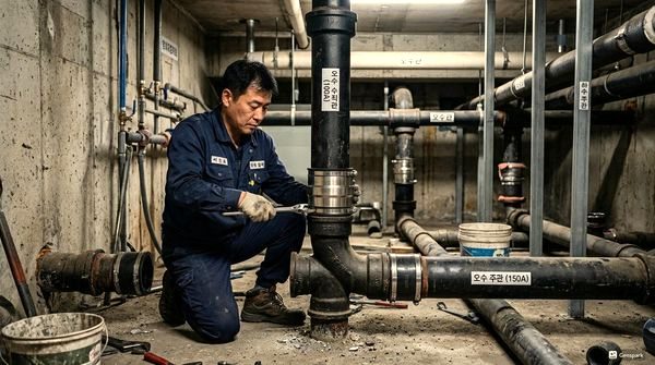 배관 동결 시 응급 대처법 - 겨울철 필수 가이드 - 작업 현장