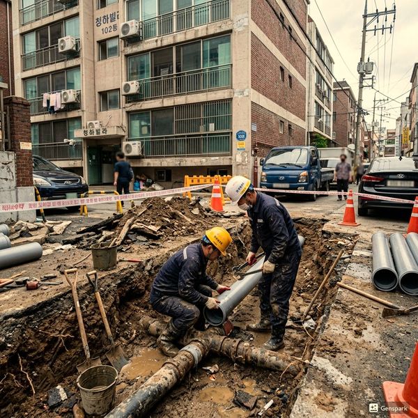 주방 음식물처리기 배수 연결 시 배관 주의사항 현장사진 2